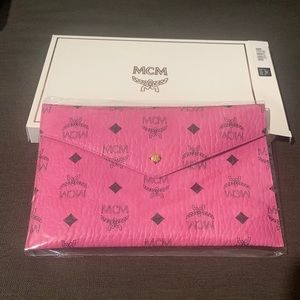 MCM Pink Logo Envelope Clutch
